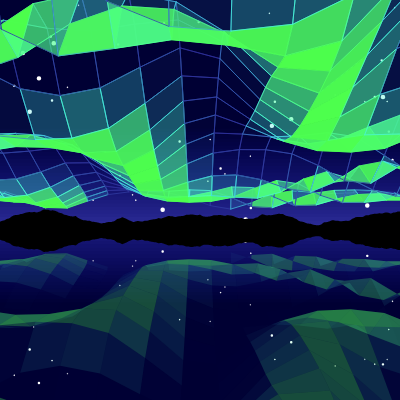 Colorful aurora built of polygons