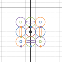 graph with circles and moving points 2: five circles | Desmos